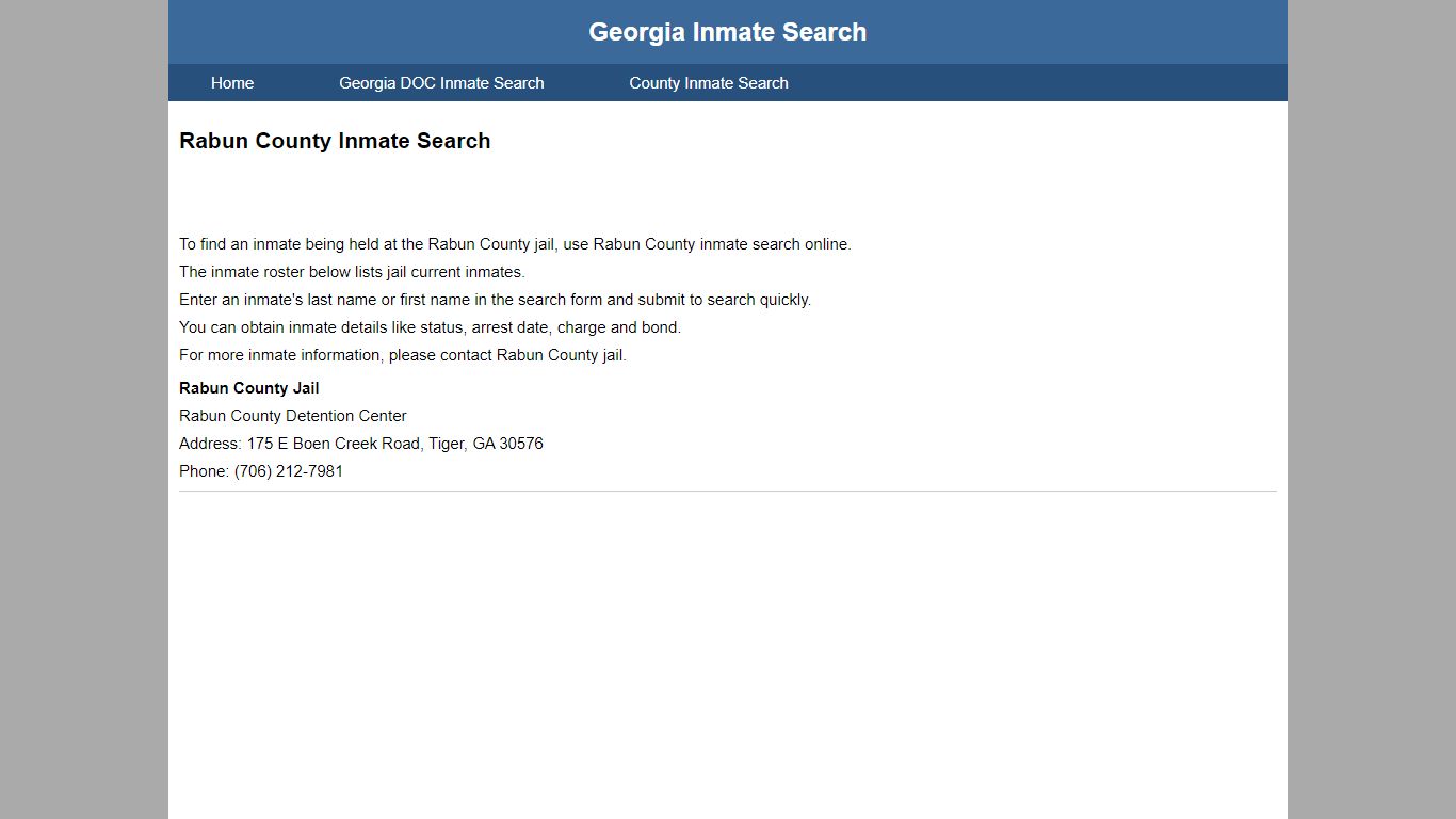 Rabun County Jail Inmate Search