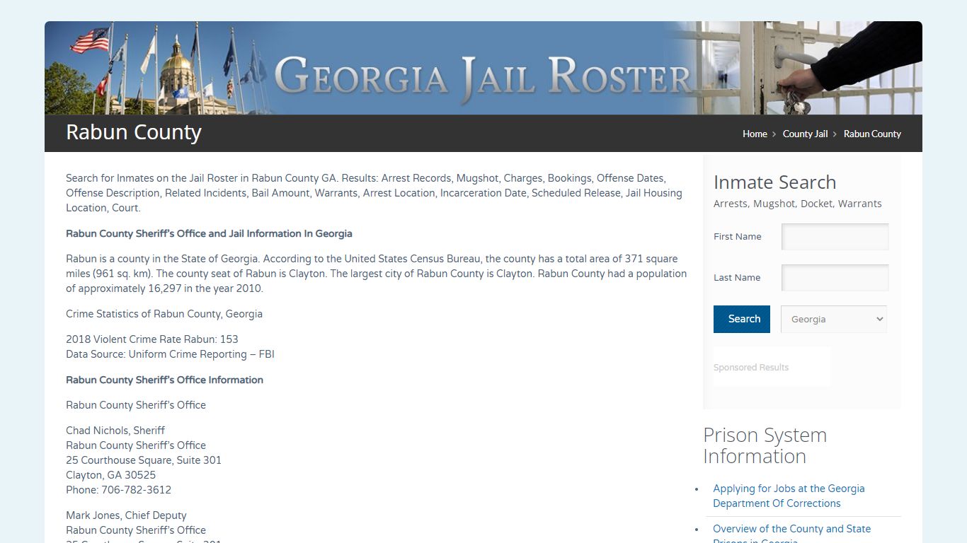 Rabun County | Georgia Jail Inmate Search